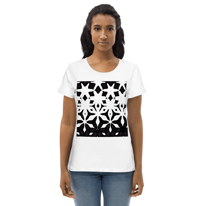 Abstract Black and White Shapes Pattern Women's White T Shirt product image (2)