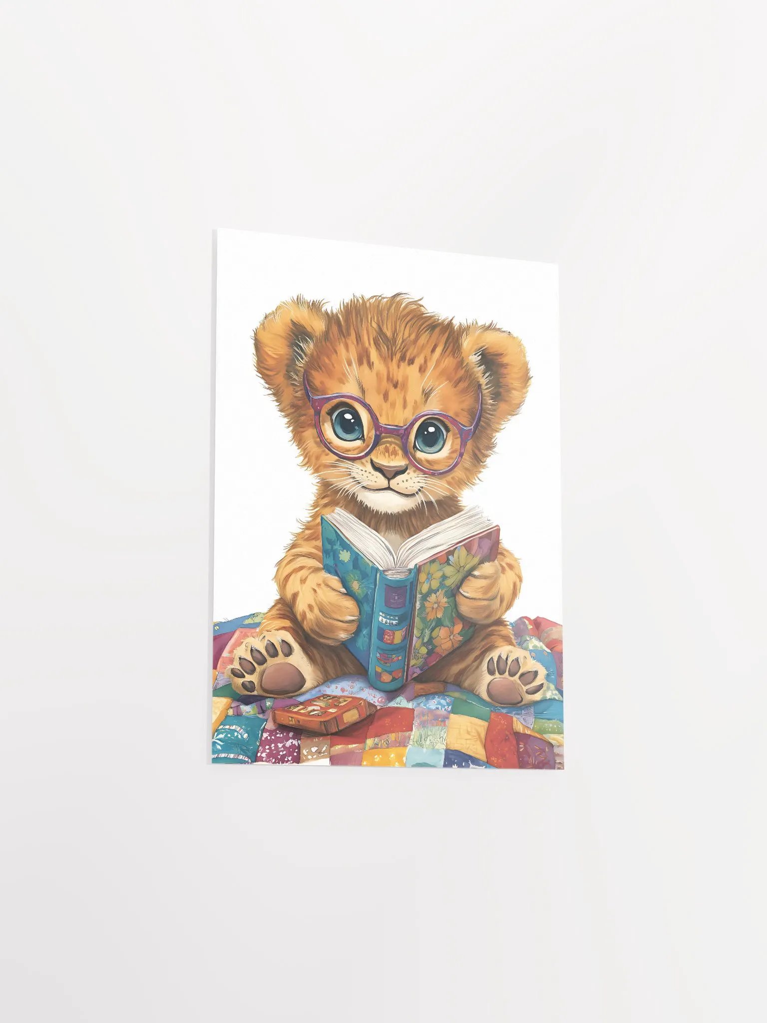 Whimsical Baby Lion Reading Poster product image (24)