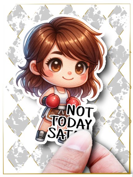 “Not Today Satan” Sticker – Cute Little Boxer Kid Faith Decal product image (2)