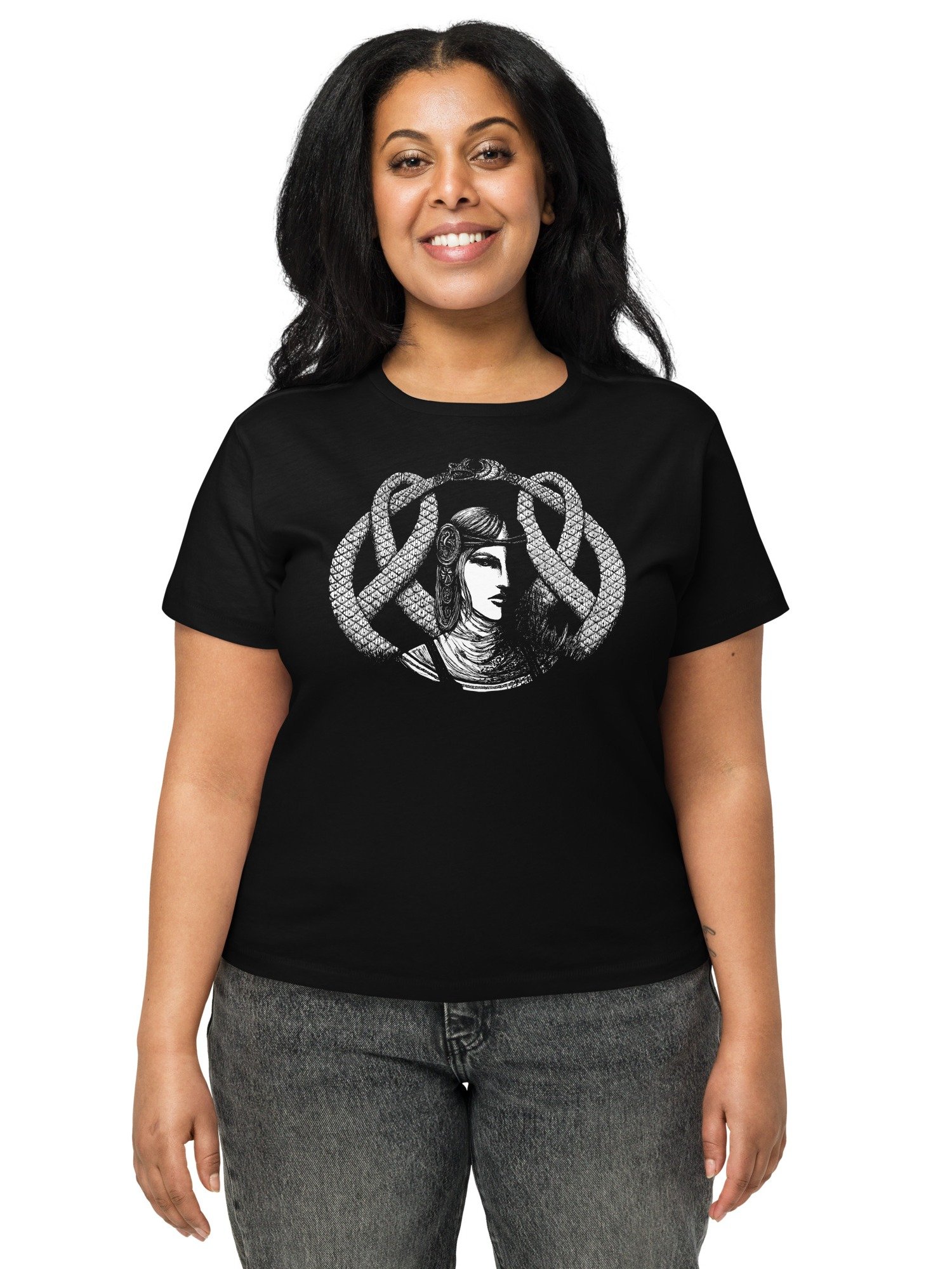 Hel in Black Portrait Women's High-Waisted Tee Cotton Heritage product image (1)