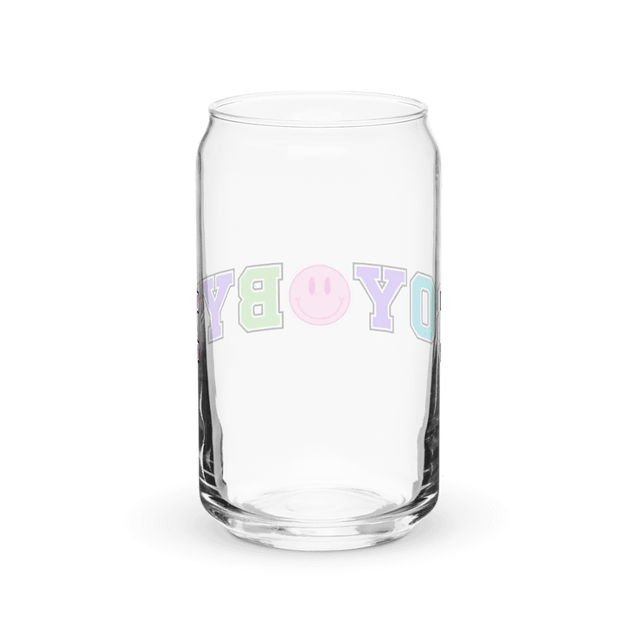 Boy Bye Varsity Print Glass Can Cup With Or Without Lid product image (6)