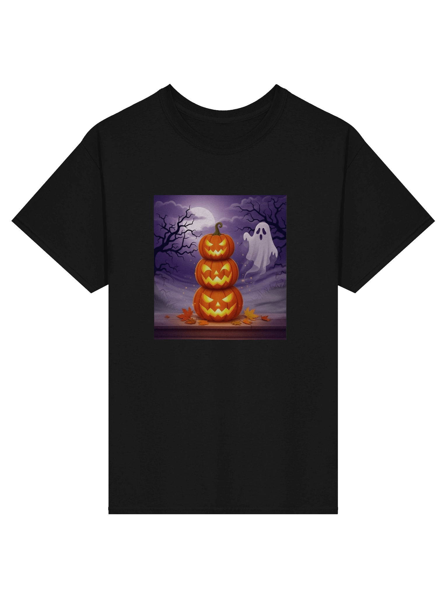 Haunted Pumpkins & Friendly Ghost - Halloween Moonlit Night Design for Festive Merchandise product image (1)