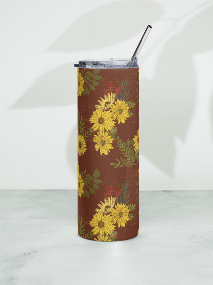 Helianthus Sunfllower 20-ounce Stainless Steel Tumbler with Straw - Red product image (1)