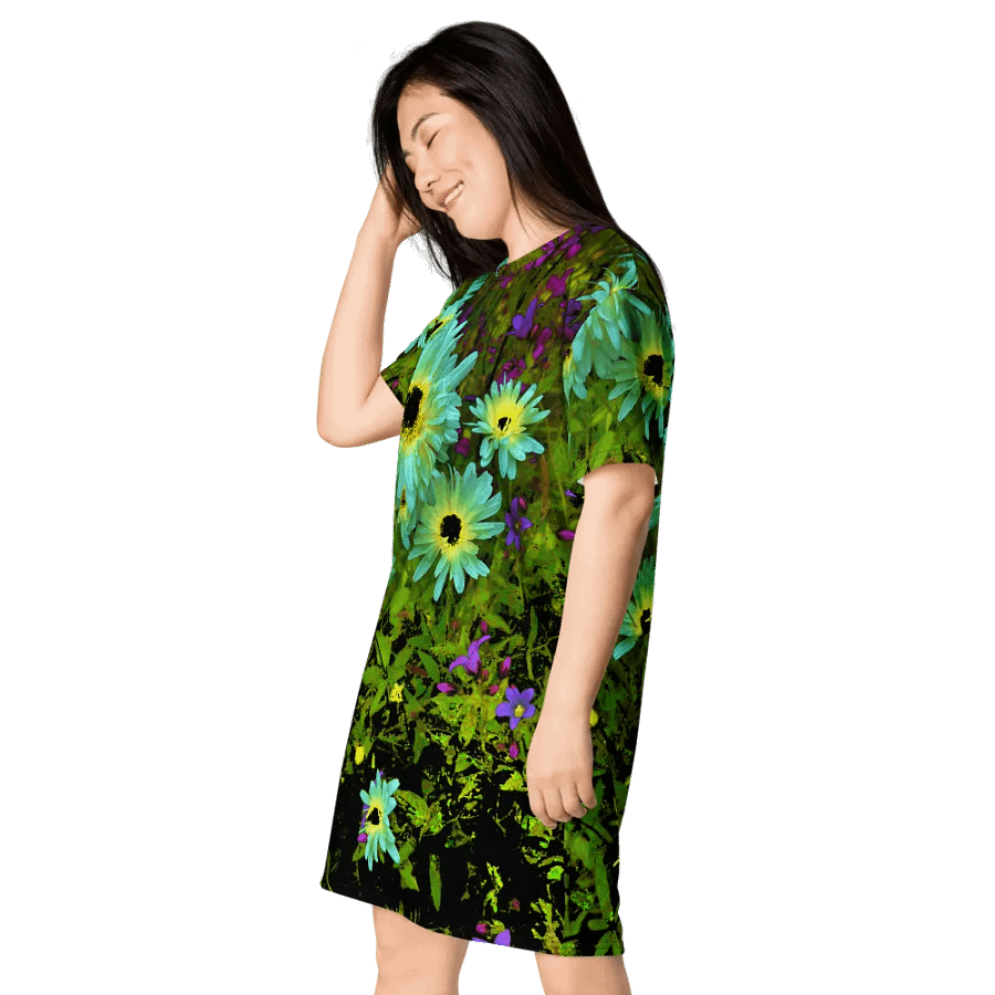 Abstract Vibrant Daises in the Garden Ladies T Shirt Dress product image (4)