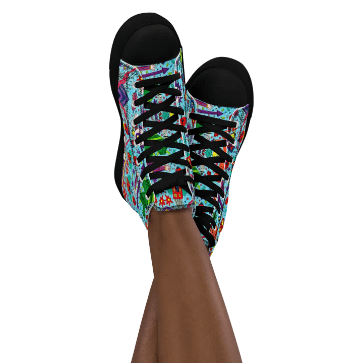Abstract Doodle Characters Ladies High Top Canvas Shoes product image (1)