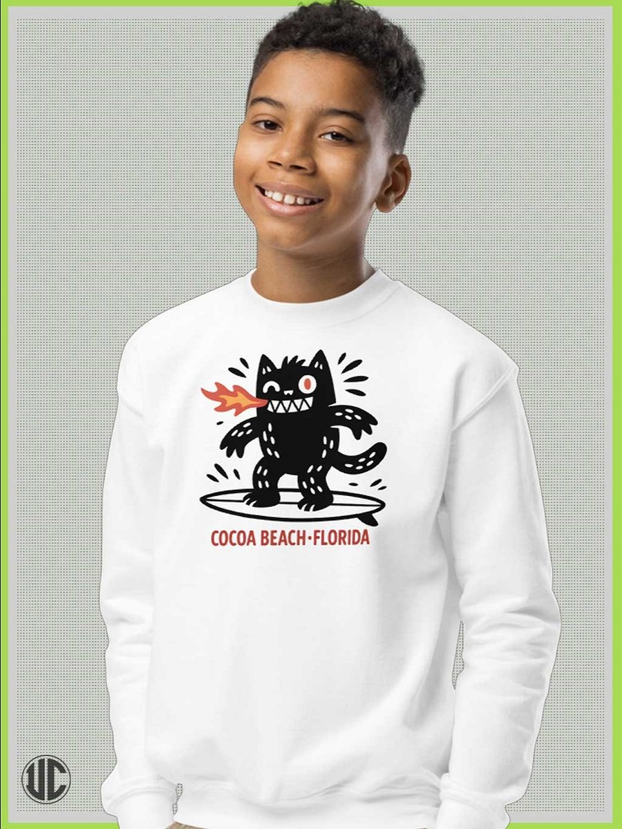 Kids Sweater | Cocoa Beach Crew Neck Sweatshirt | Surfer product image (5)