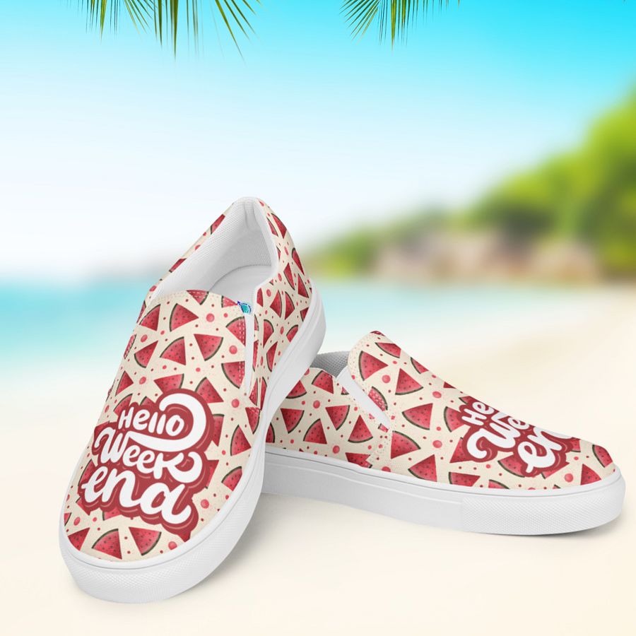 Hello Weekend Watermelon All Over Print Slip On Canvas Shoes product image (11)