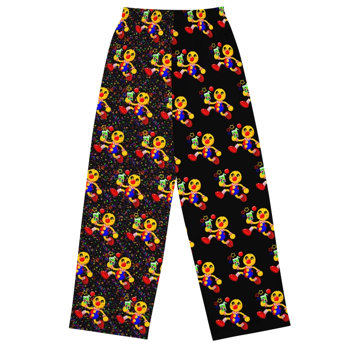 Split Black and Arcade All-Over Boyoyoing Clown Soda Unisex Wide-Leg Pants product image (2)