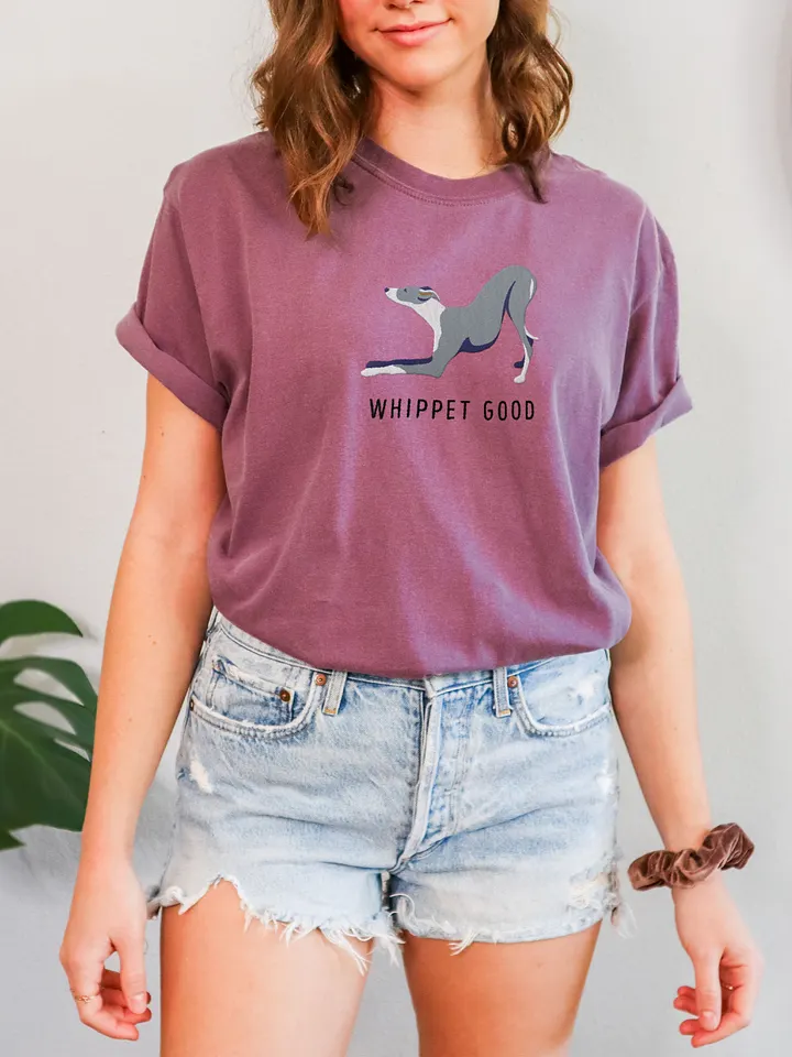 Whippet Good T-Shirt(Embroidered) of a Whippet(Blue & White) product image (2)