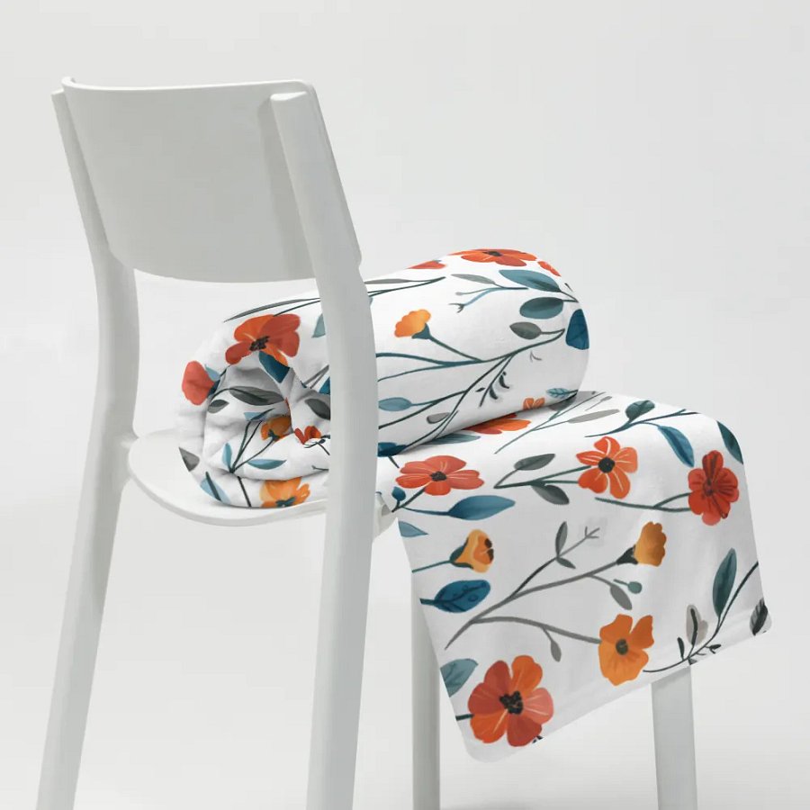 Orange Floral Throw Blanket by Treasure Pie product image (9)