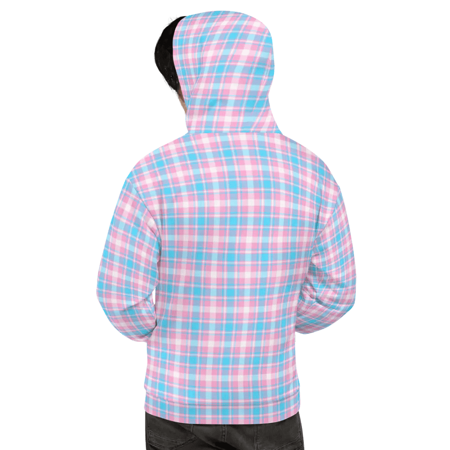Baby Blue, Pink, and White Plaid Hoodie product image (9)