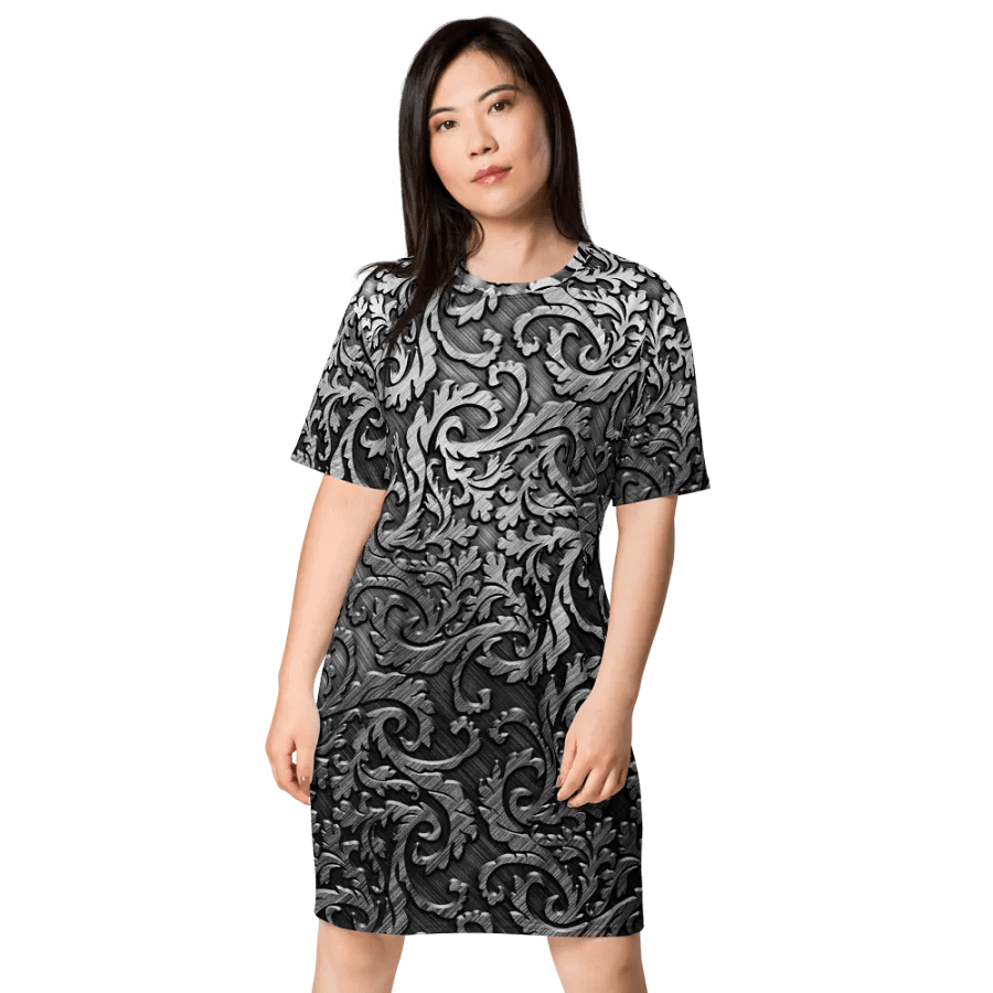 Swirling Silver Elegance T-Shirt Dress product image (1)
