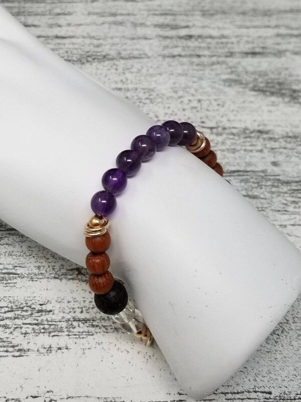 Crown Chakra Aromatherapy Bracelet | Amethyst & Lava Stone | Handmade Accessory for Bellabeat Leaf Urban & Ivy product image (2)