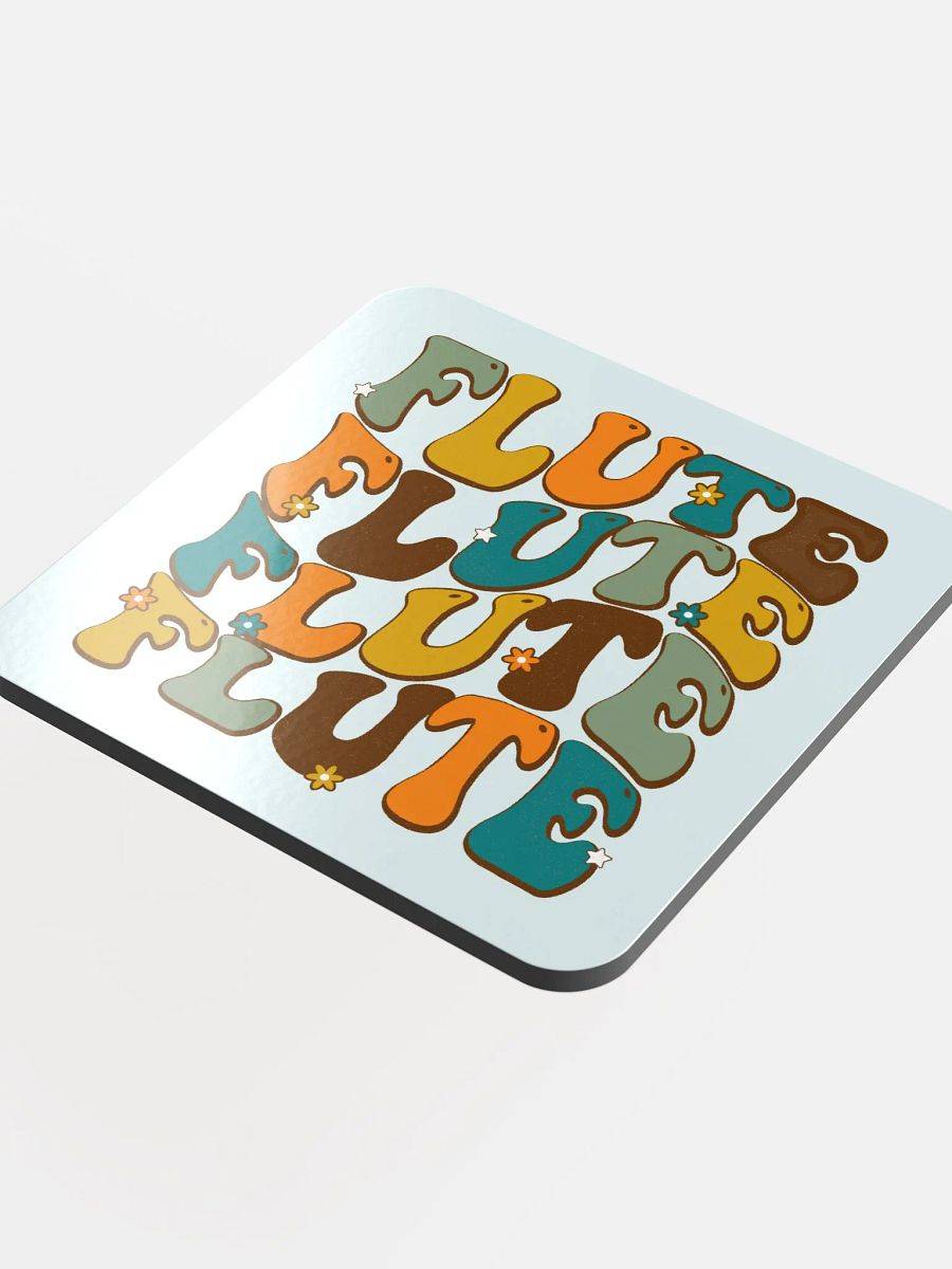 Groovy Wavy Flute Cork Coaster Retro w/Blue/Green Background product image (4)