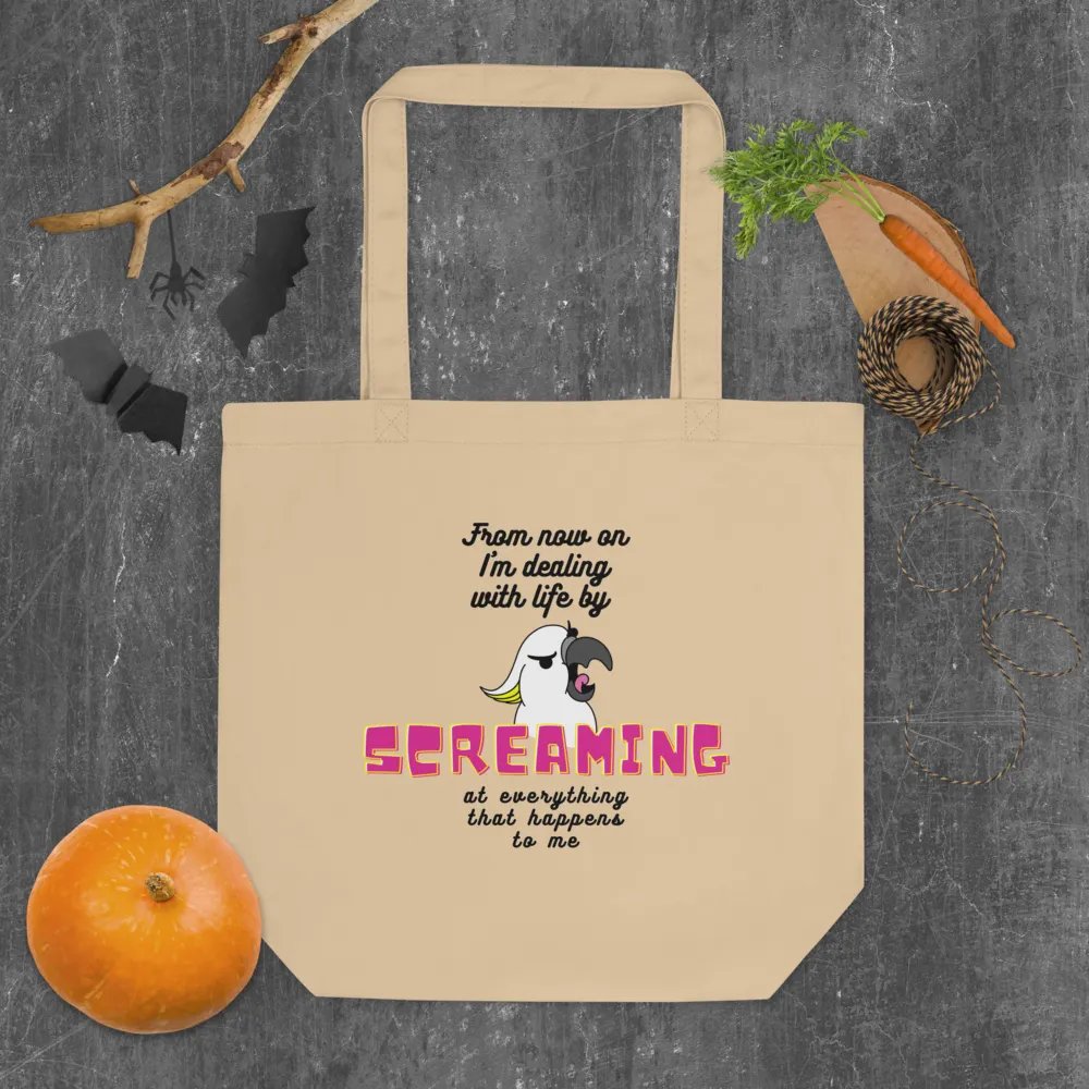 Screaming Cockatoo With Text Totebag / Oyster product image (6)