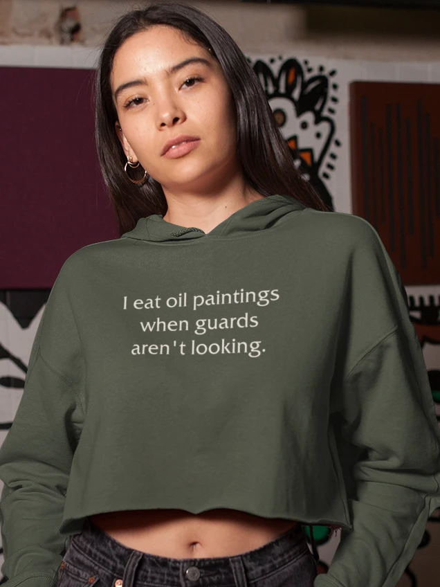 I eat oil paintings fleece crop hoodie product image (1)