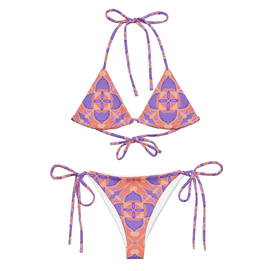 Pastel Orange and Mauve Pattern String Bikini product image (6)