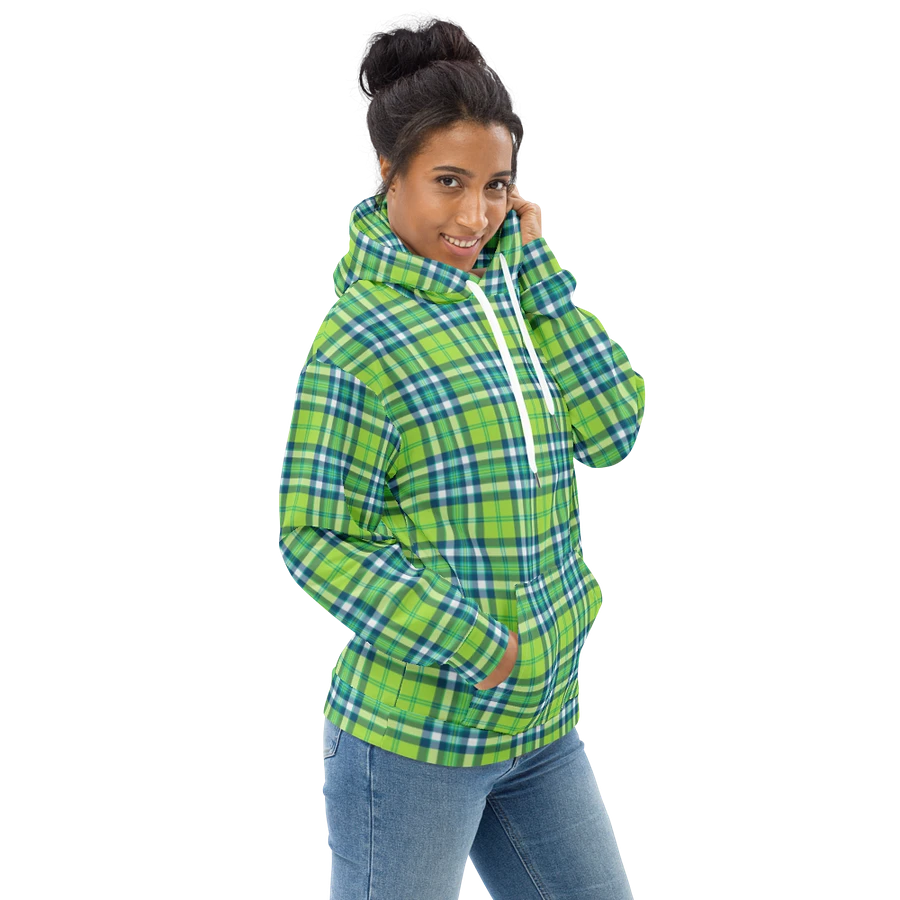Lime Green and Turquoise Plaid Hoodie product image (1)