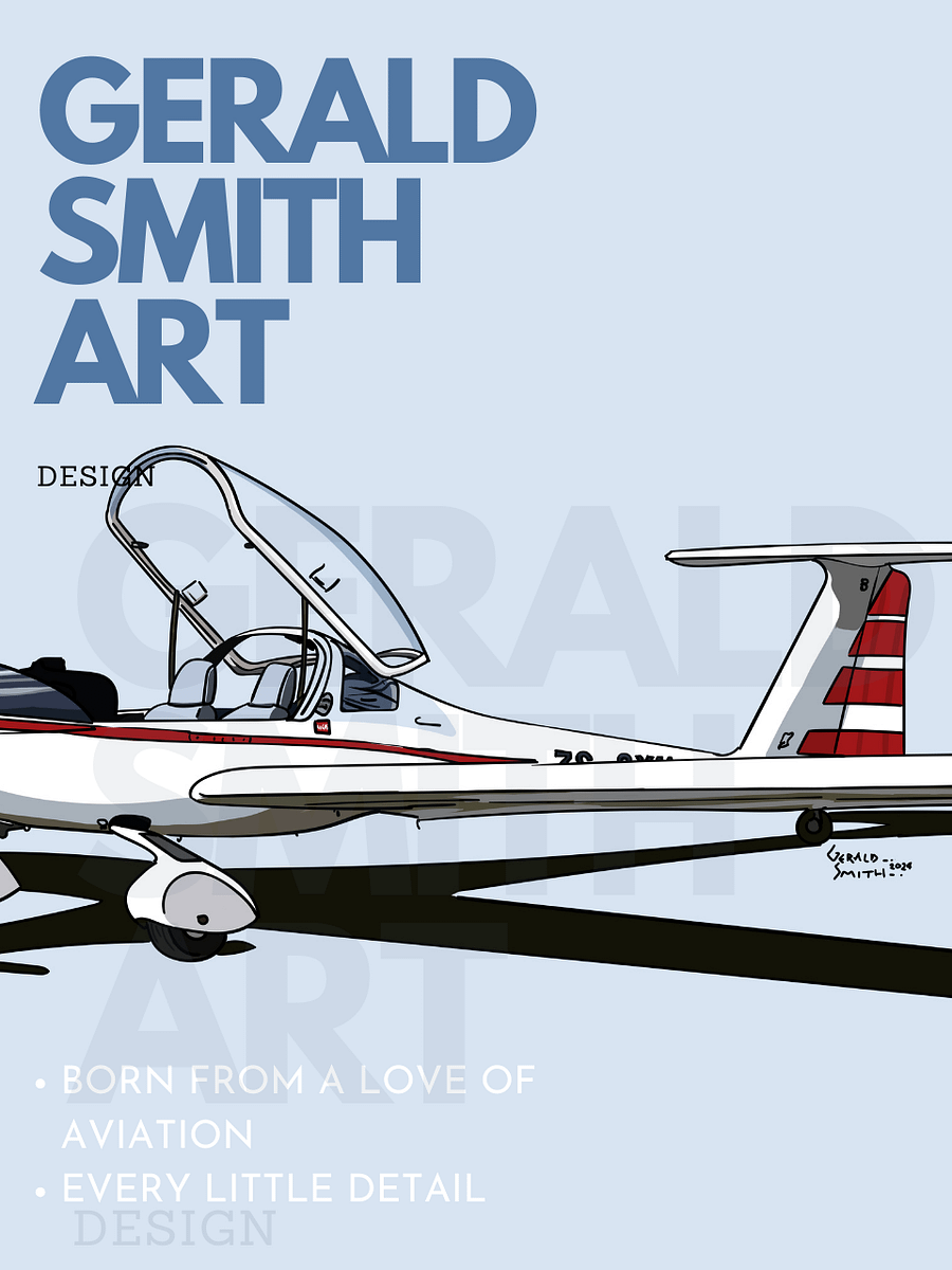 Hoffman Dimona H36 Glider Digital Printable Art Aviation Gift with Blue Background product image (3)