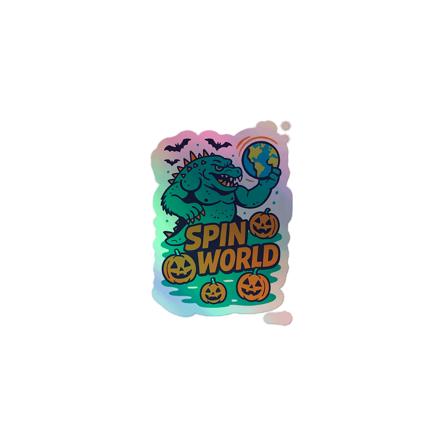 Halloween Monster Spins the World Holographic Sticker product image (1)