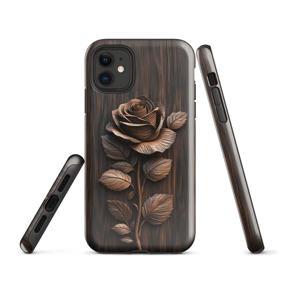 Elegant Rose Wood Carving Effect - Tough Phone Case product image (1)