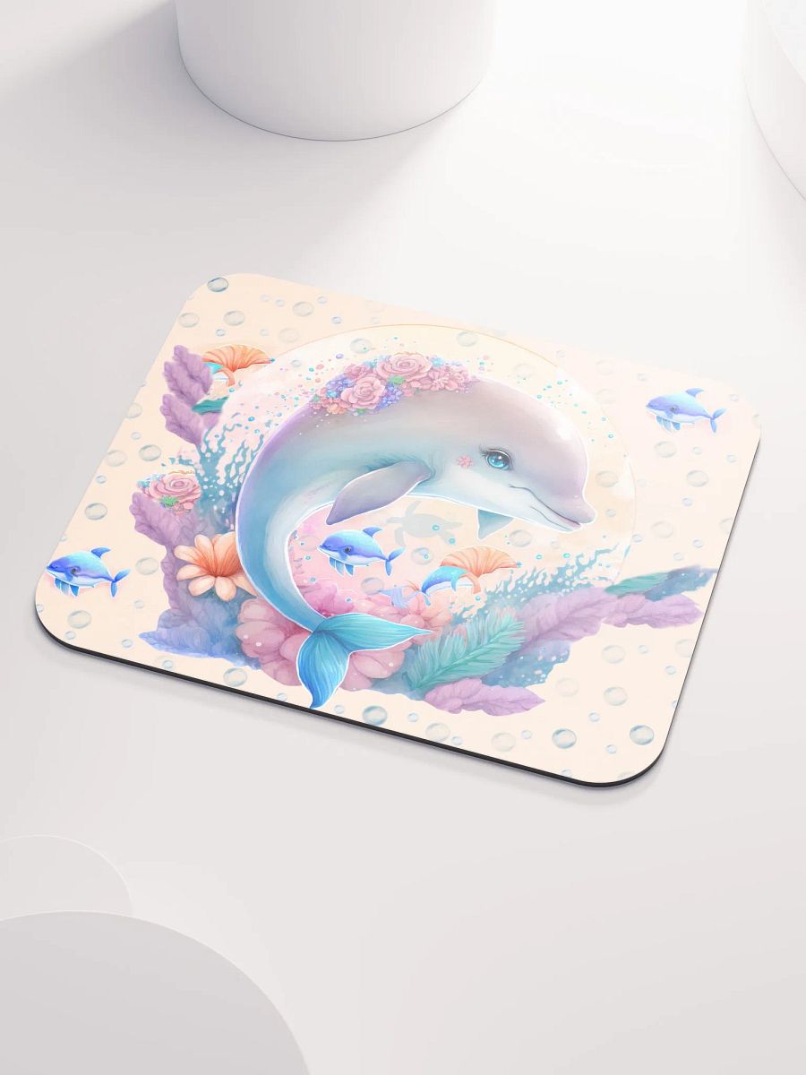 Beautiful Dolphin with Pink Flowers Mousepad product image (3)