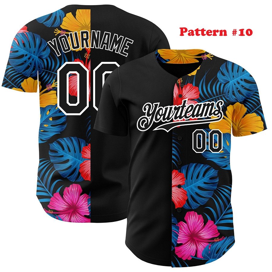 Authentic Baseball Jersey, Custom Baseball Jersey, Personalized Sport Jersey, Hawaiian Multi Colorful, Summer Palm Coconut product image (185)