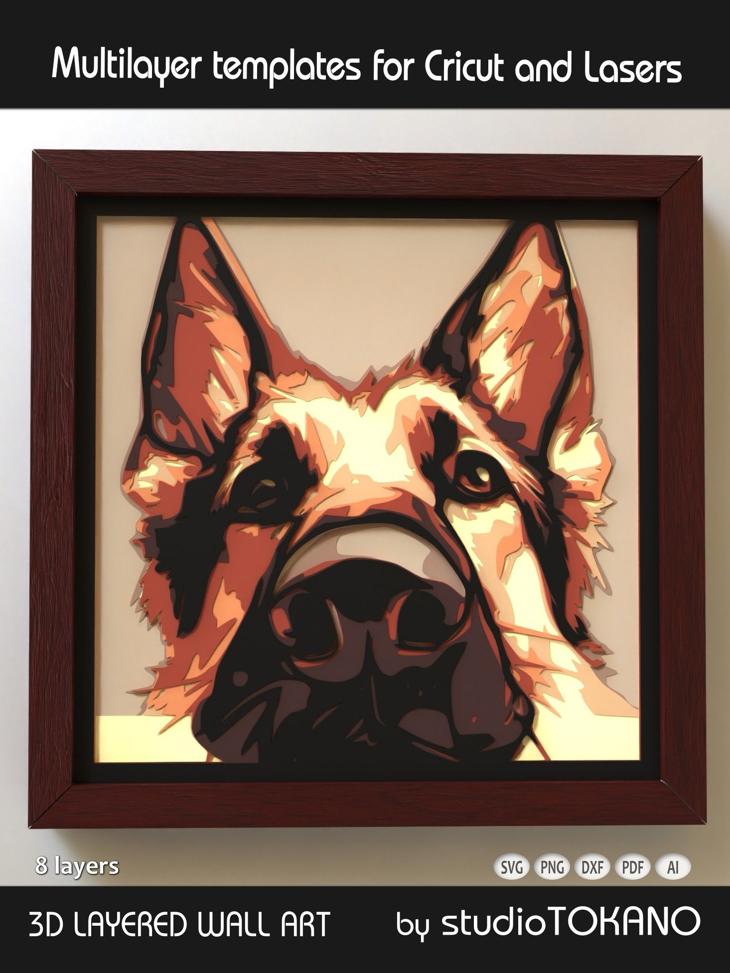 German Shepherd Dog 3D Shadow Box SVG product image (1)