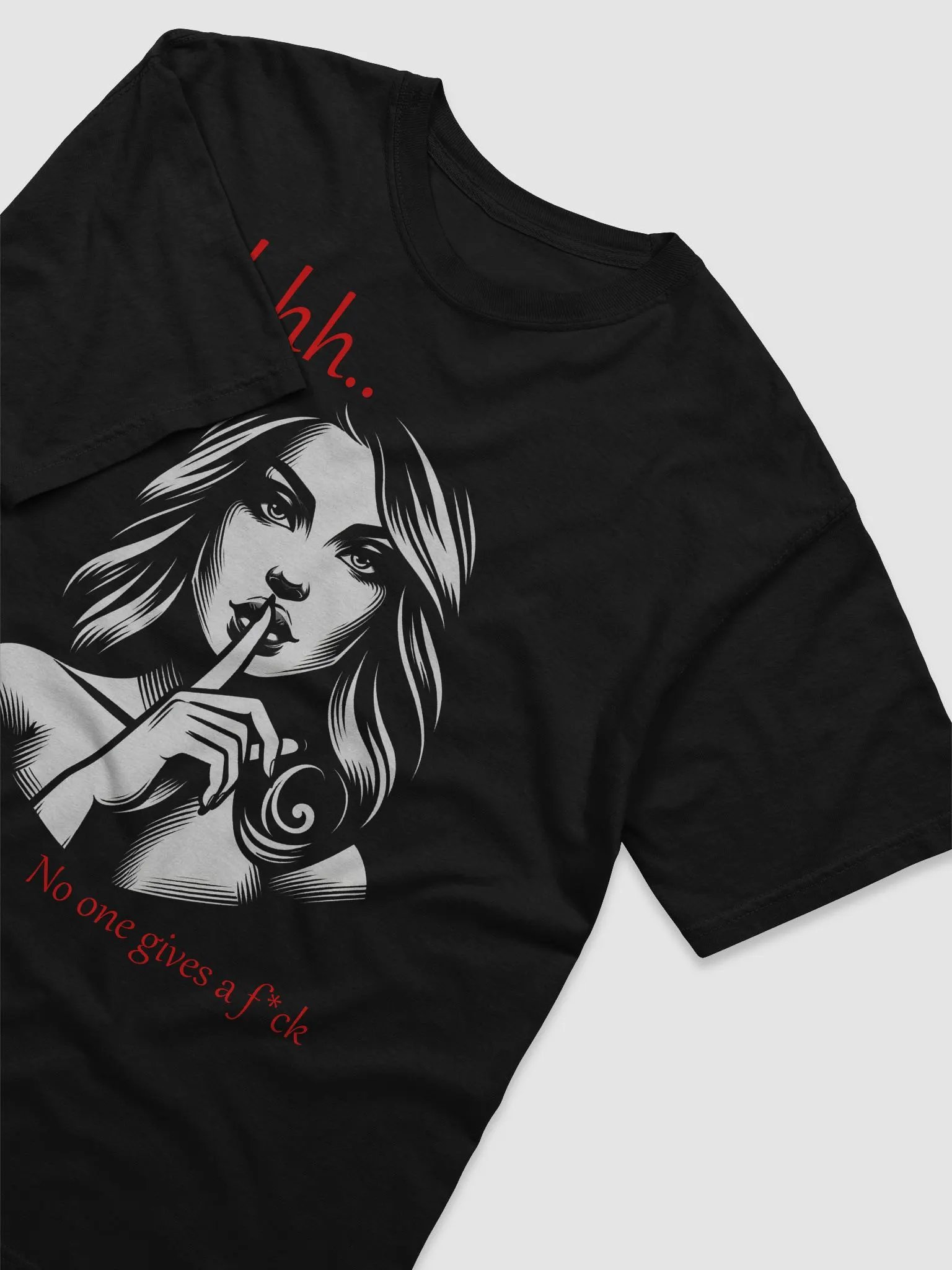 "Shhh... No One Gives a F*ck" Humorous Heavyweight Tee - Black T-Shirt product image (3)