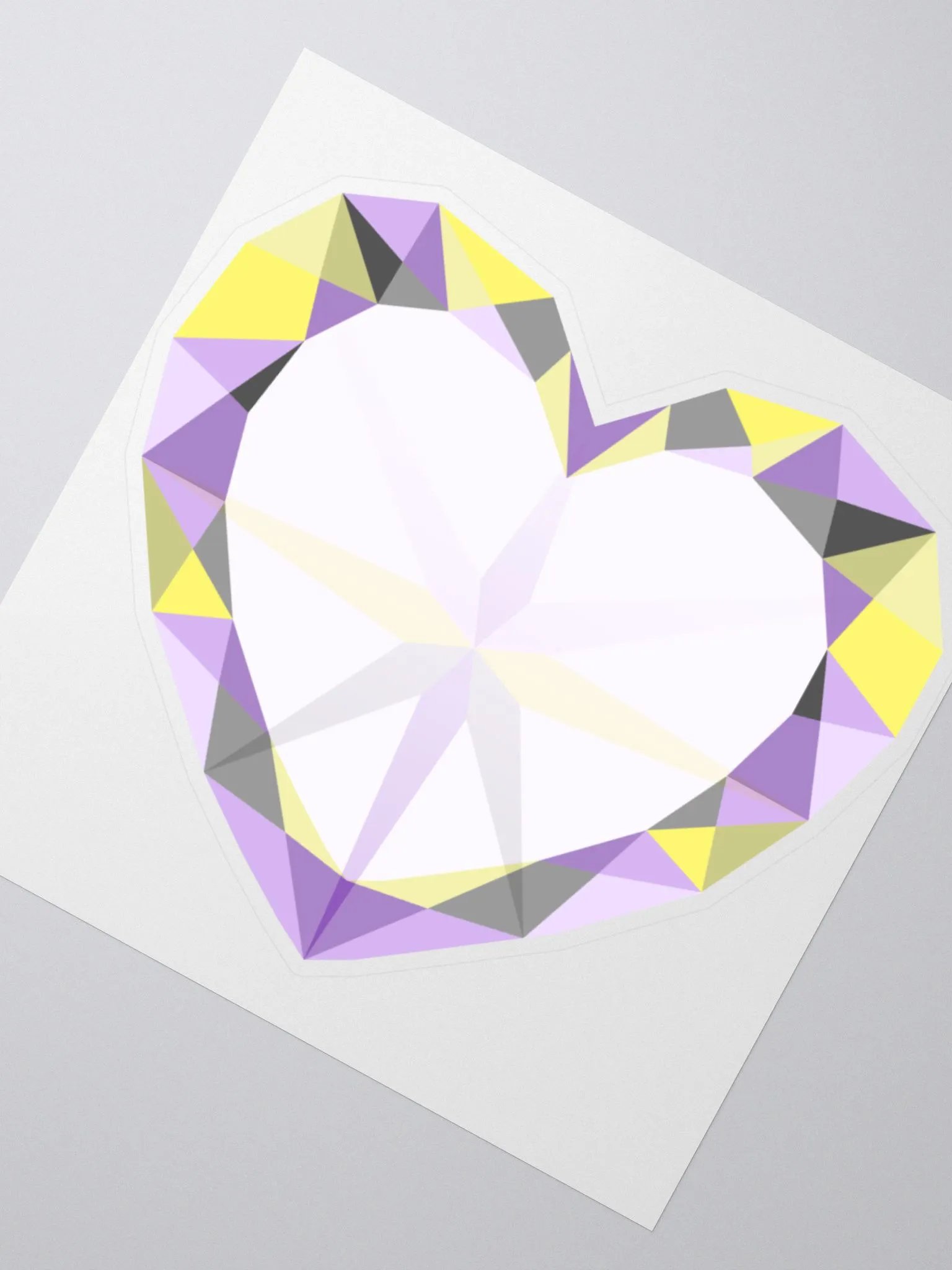 Crystal Pride Heart (Non-Binary Pride) Cut Sticker product image (2)
