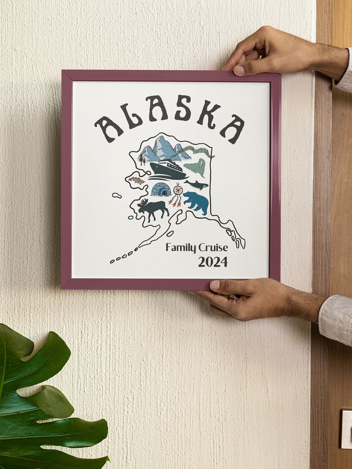 Alaskan Adventure: hand-drawn map & landscapes canvas wall art product image (2)