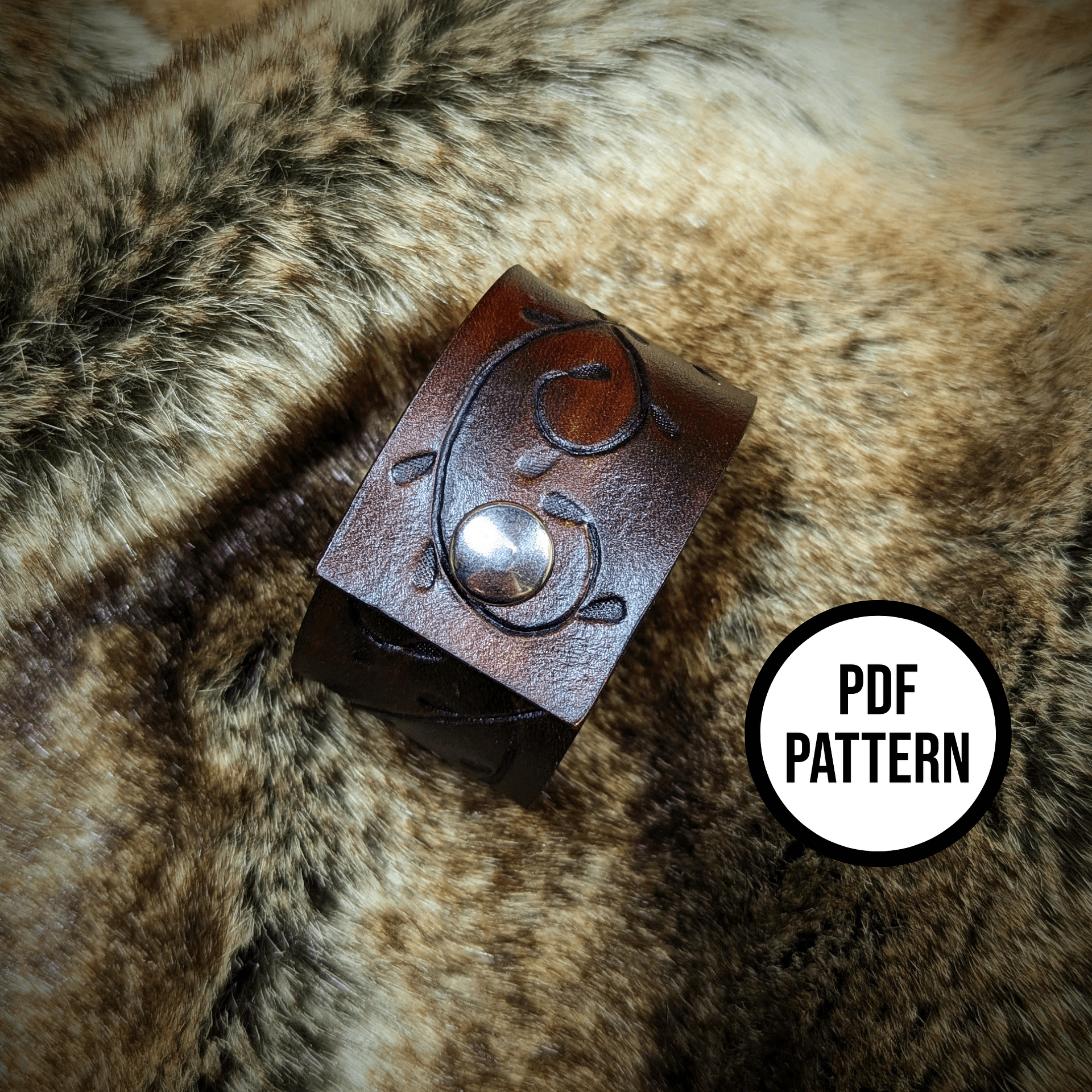 Twisted Fronds Leather Cuff Pattern - PDF Pattern for Leatherwork product image (3)