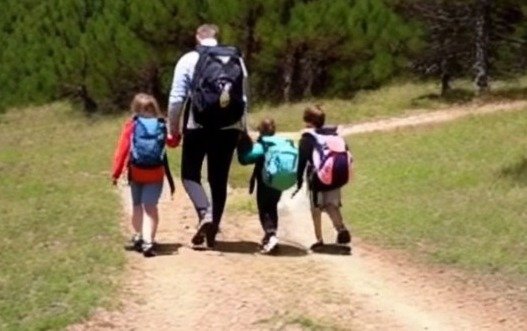 Father and Three Children Walking on a Nature Trail in Slow Motion 4K Generative AI for Personal and Commercial Use product image (1)