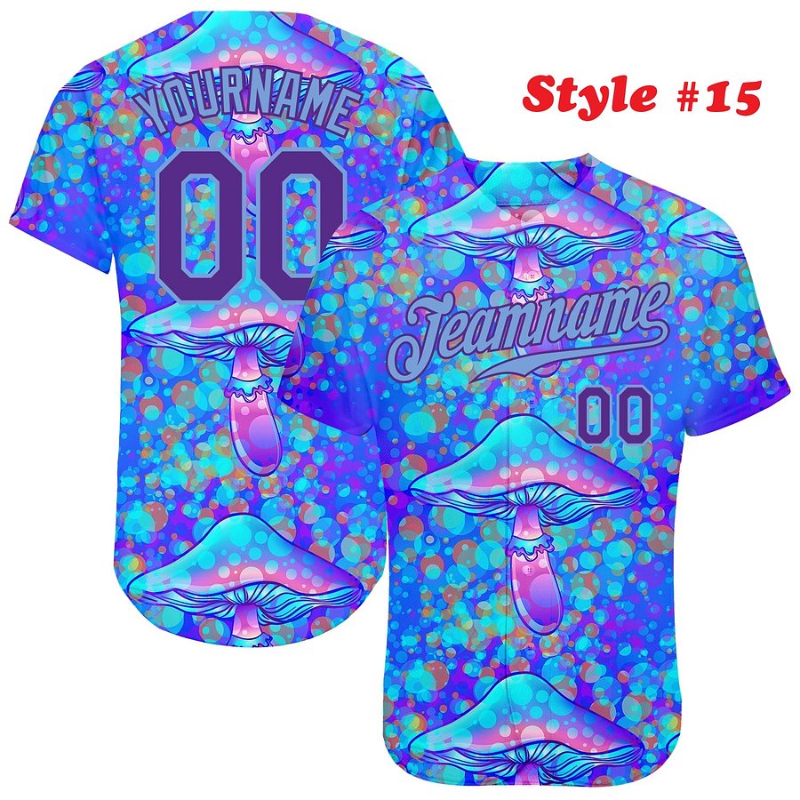 Authentic Baseball Jersey, Custom Baseball Jersey, Personalized Sport Jersey, Colorful, Number, 3D Jellyfish, Ocean product image (187)