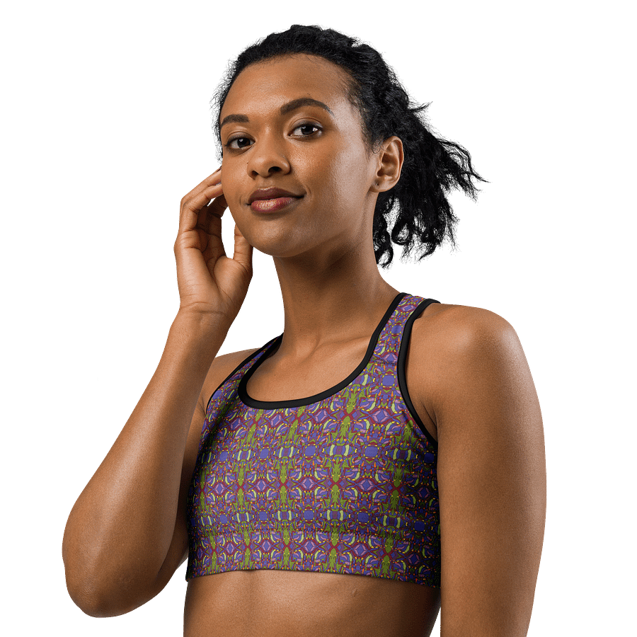 Pepper Spark – Vibrant Mosaic Pattern Basic Sports Bra product image (4)