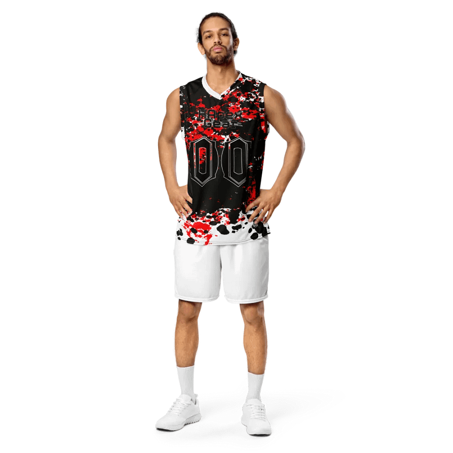 Recycled Unisex Basketball Jersey - Black HApex Gear Black Logo product image (3)