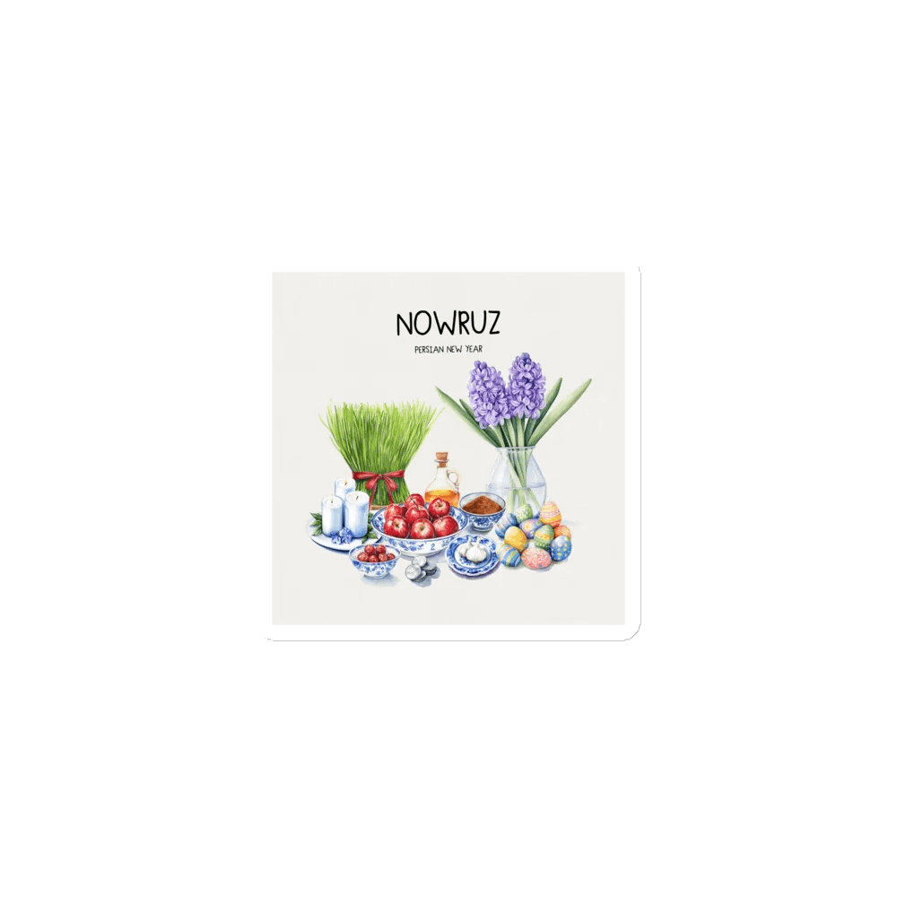 Nowruz Delight Die-Cut Magnets Set, Nowruz Watercolor Art, Haft-sin Table, Persian New Year, Persian Art product image (1)
