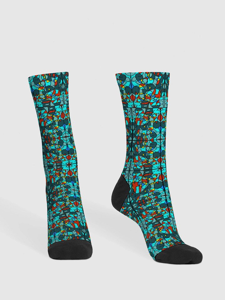Turquoise Stained Glass – Sustainable Crew Socks product image (2)