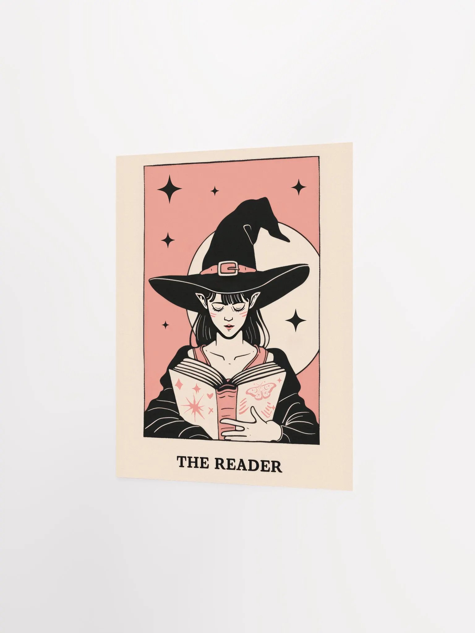Pastel Pink& Black The Reader Tarot Card Art Print product image (31)