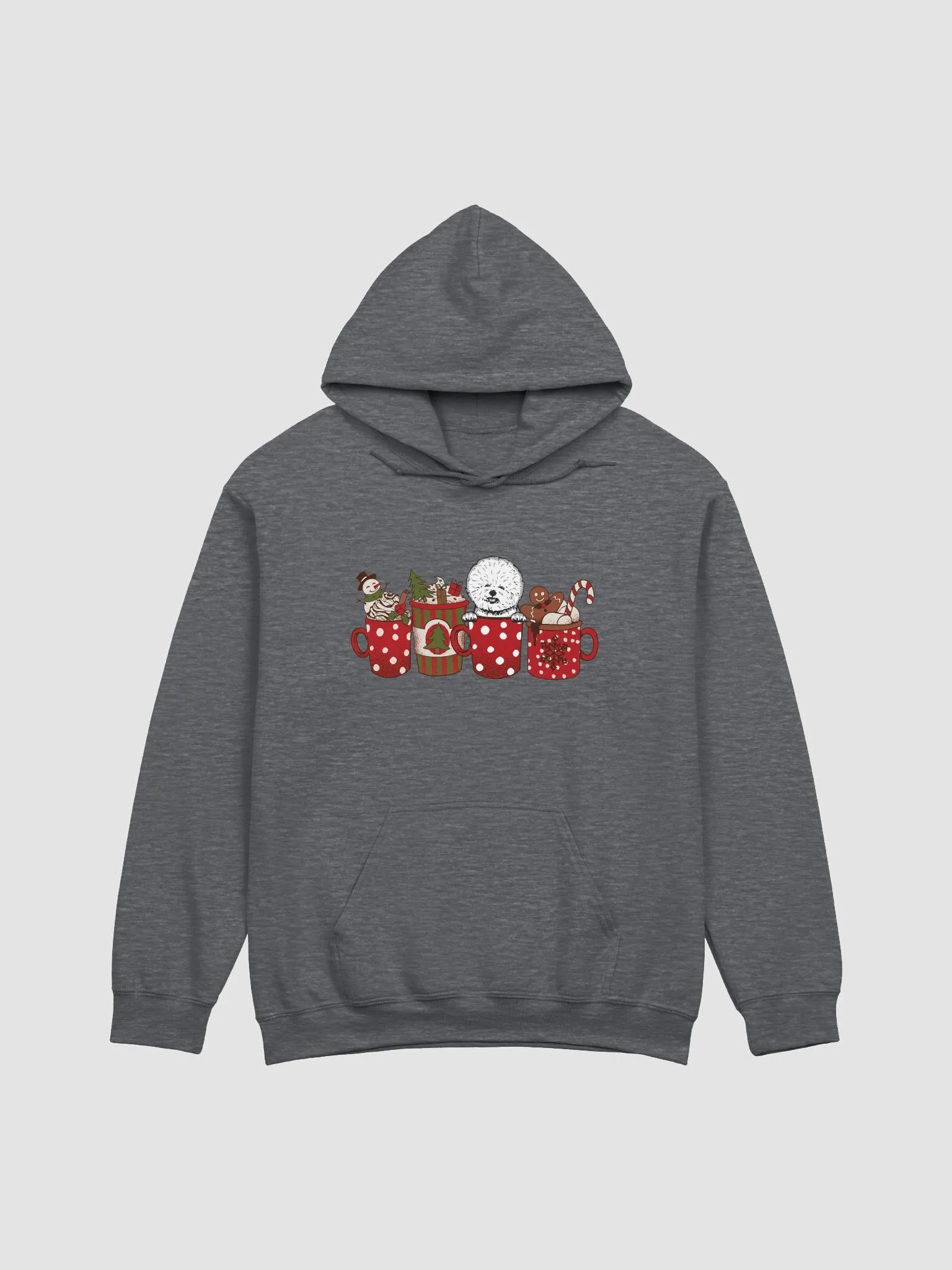 Cute Bichon Frise in a Christmas Cup Hooded Sweatshirt | Funny Christmas Pup in a Cup product image (4)