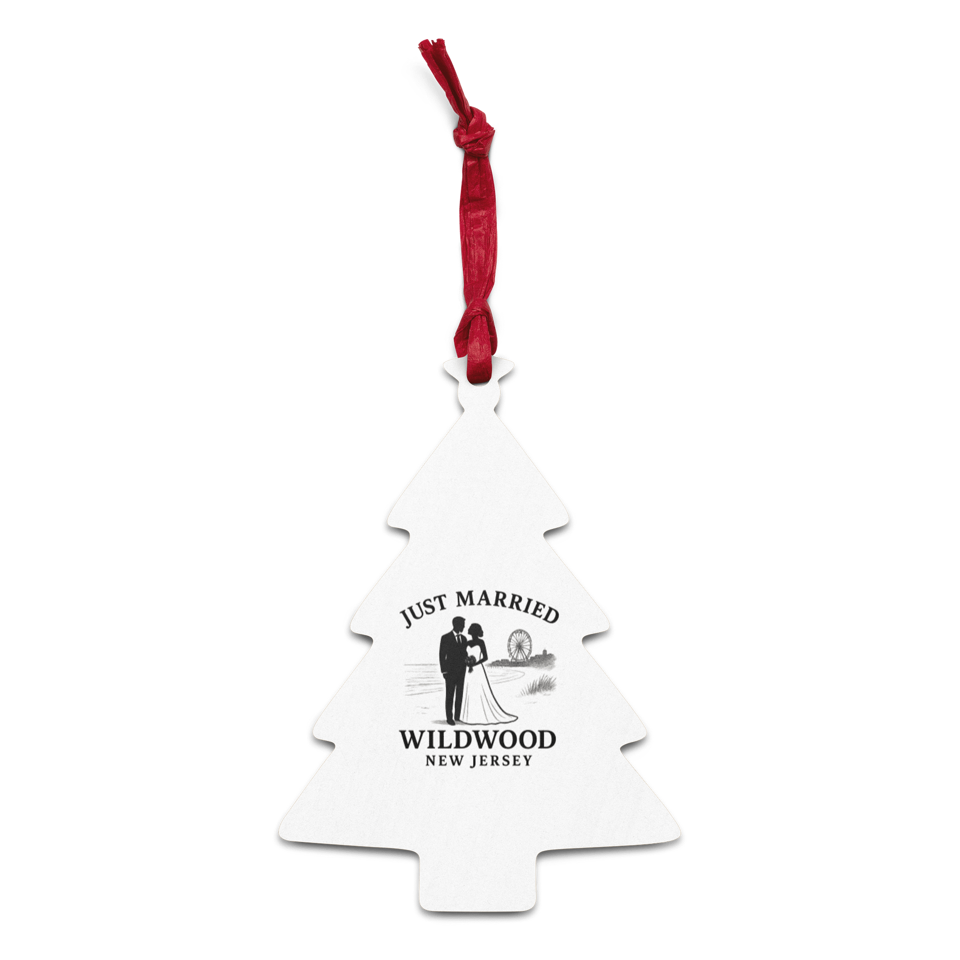 Wildwood NJ "Just Married" Wooden Christmas Ornament Favor product image (5)
