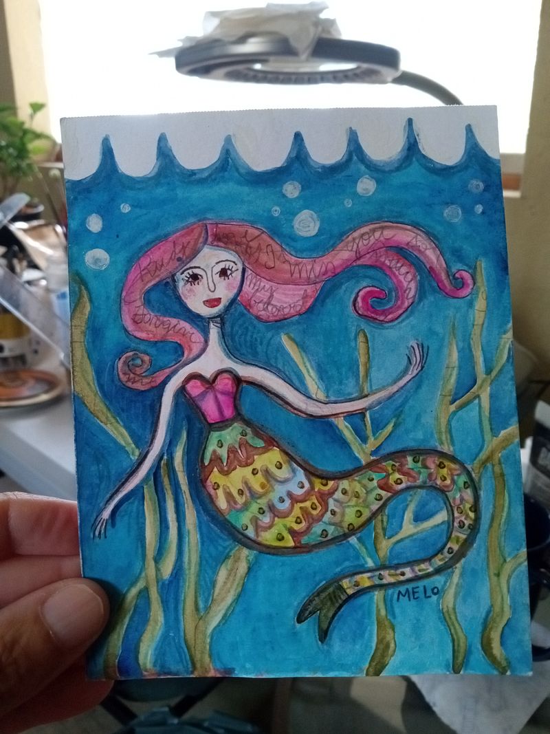 ORIGINAL ART: Pink Haired Mermaid