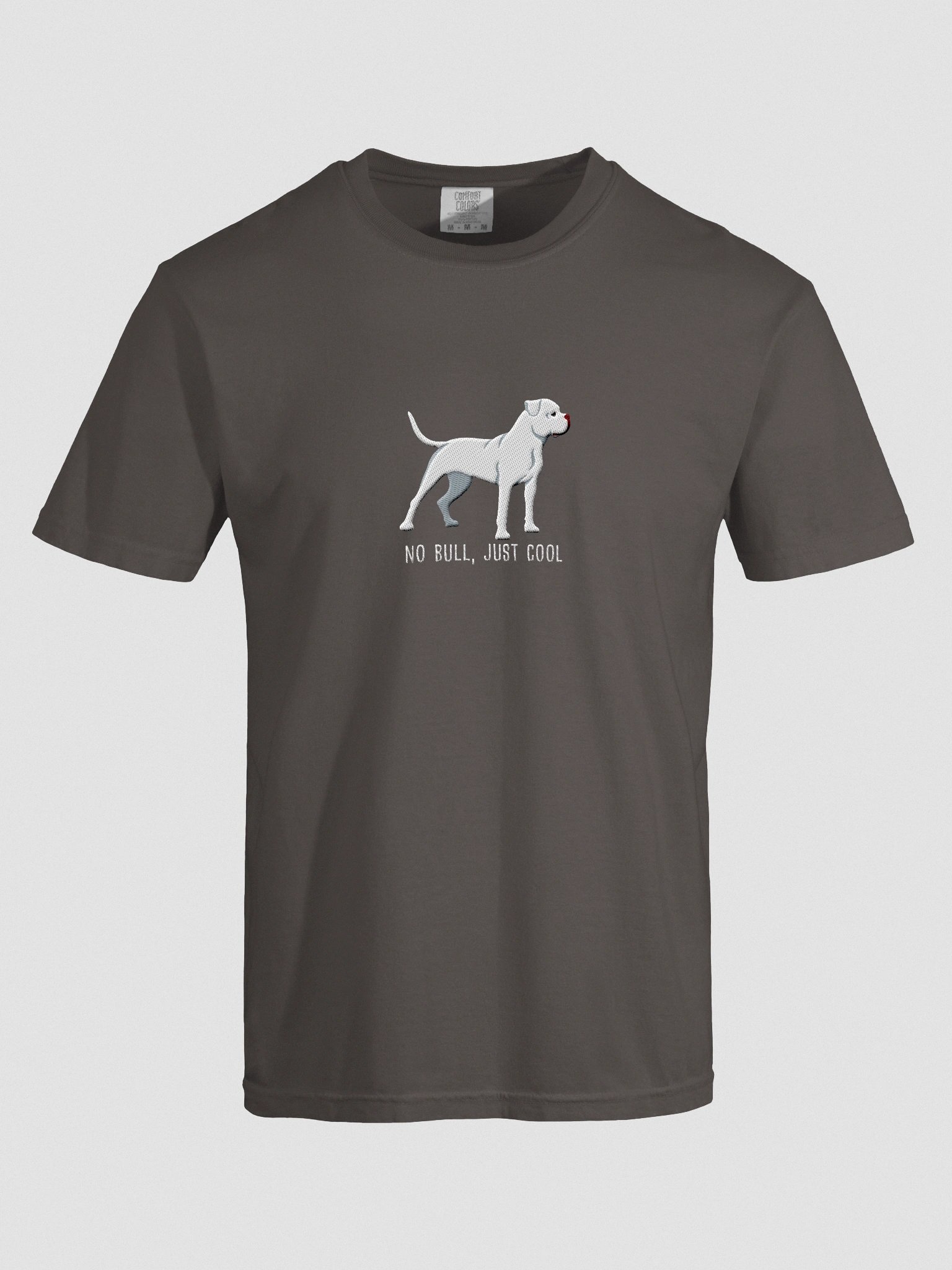 No Bull, Just Cool T-Shirt(Embroidered) of an American Bulldog(White) product image (10)