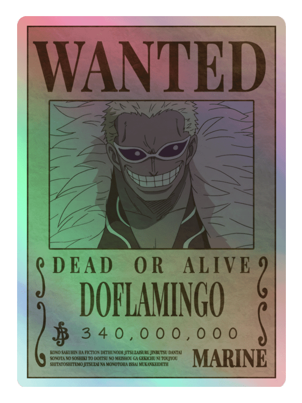 Doflamingo Wanted Poster Holographic Sticker Set product image (2)