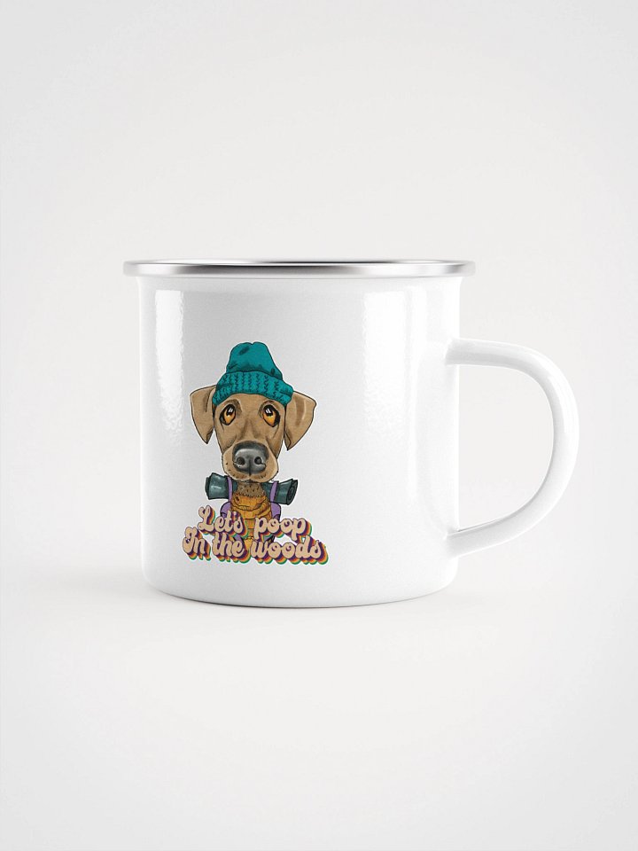 Enamel Camping Mug - Camping Dog - poop on the woods product image (1)