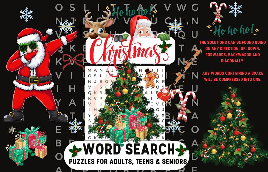 Christmas Word Search Puzzle Book with Solutions - Holiday Word Search Puzzles - Instant Download Puzzles - Ready to Print Puzzles PDF product image (1)