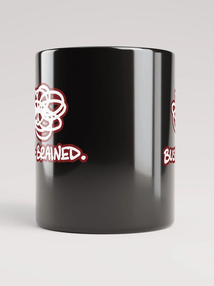 *not* mentally linear (lined design, #6D1616) glossy black mug product image (3)