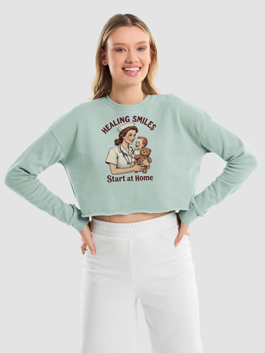 medical moms, dads, Healing Smiles Nurse Fleece Crop Sweatshirt product image (17)