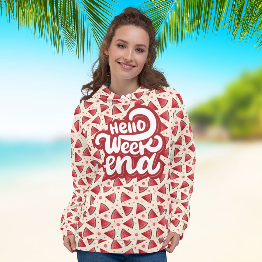 Hello Weekend Watermelon All Over Print Hoodie product image (8)