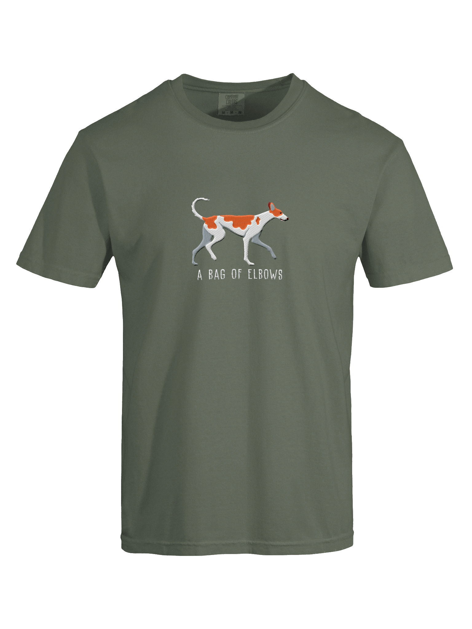 A Bag of Elbows T-Shirt(Embroidered) of an Ibizan Hound(Red & White) product image (37)